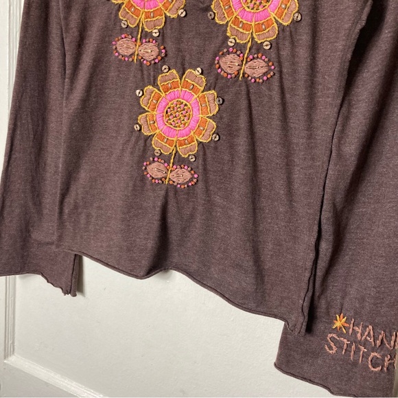 Johnny Was joystick brown floral heavy embroidered top womens S hippie boho - Picture 4 of 9